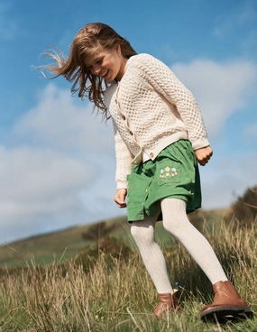 Effortless Wear Button-through Mini Skirt-Broccoli Green Flowers
