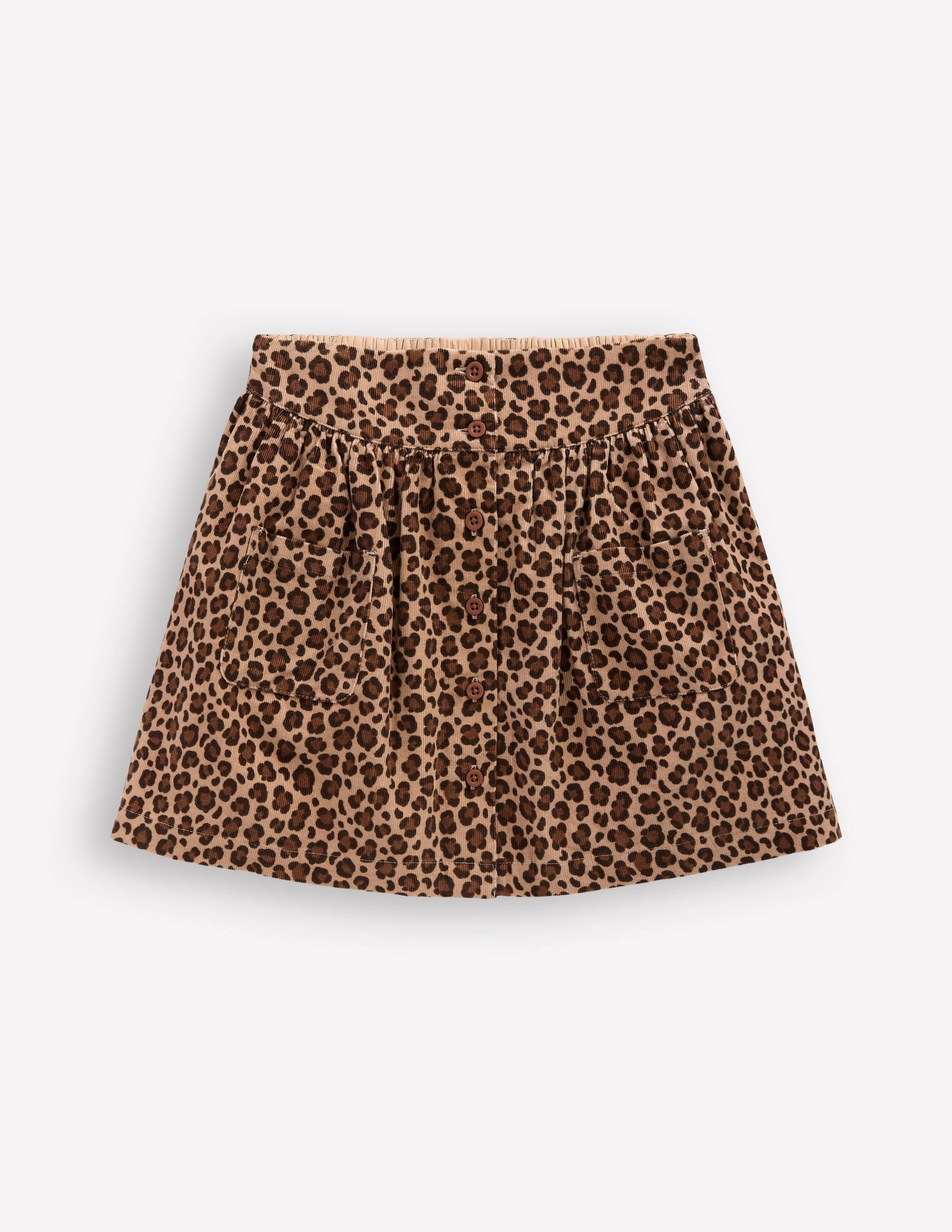 Fold Over Design Button-through Mini Skirt-Leopard Print