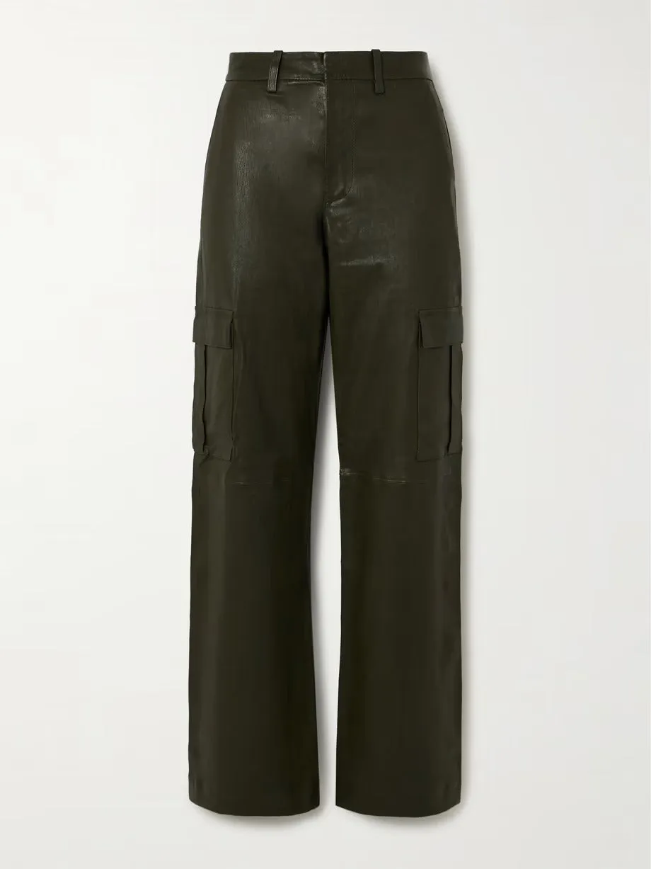 Stretch Layer Fit Cactus Leather Cargo Trousers