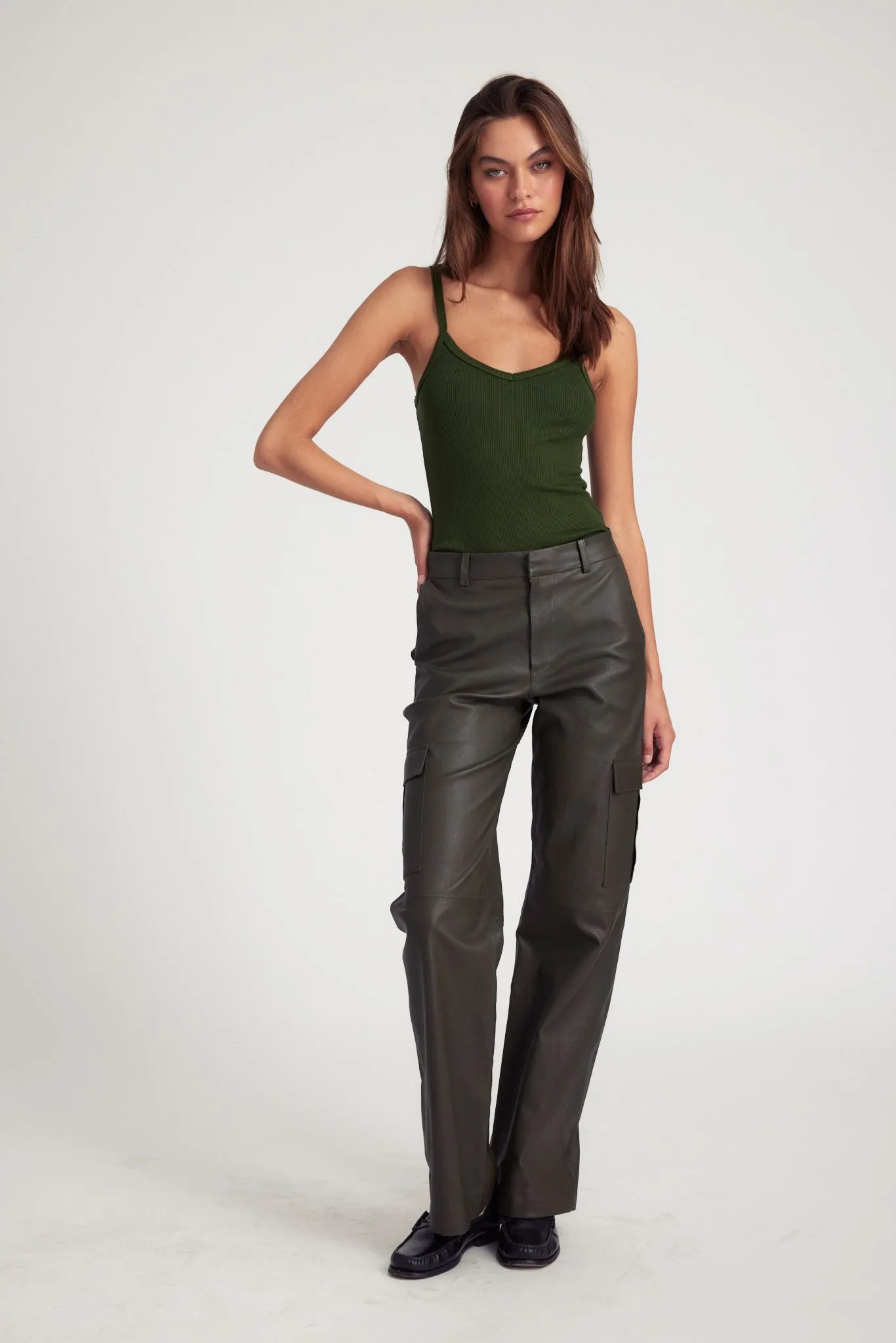 Cactus Leather Cargo Trousers Lined interior