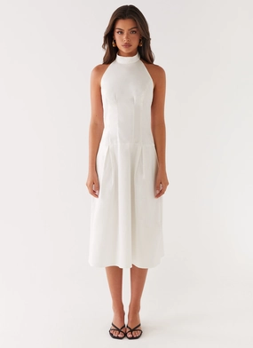 Calla Halter Midi Dress - White
