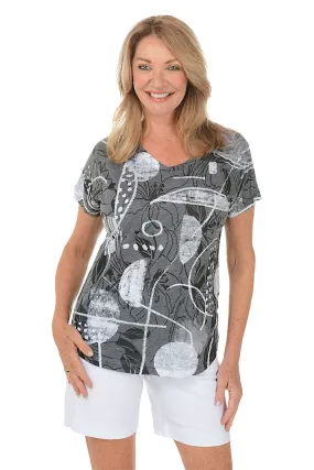 Canvas Crushed Short Sleeve Knit Top Soft Touch Feel Stretch Knit Material