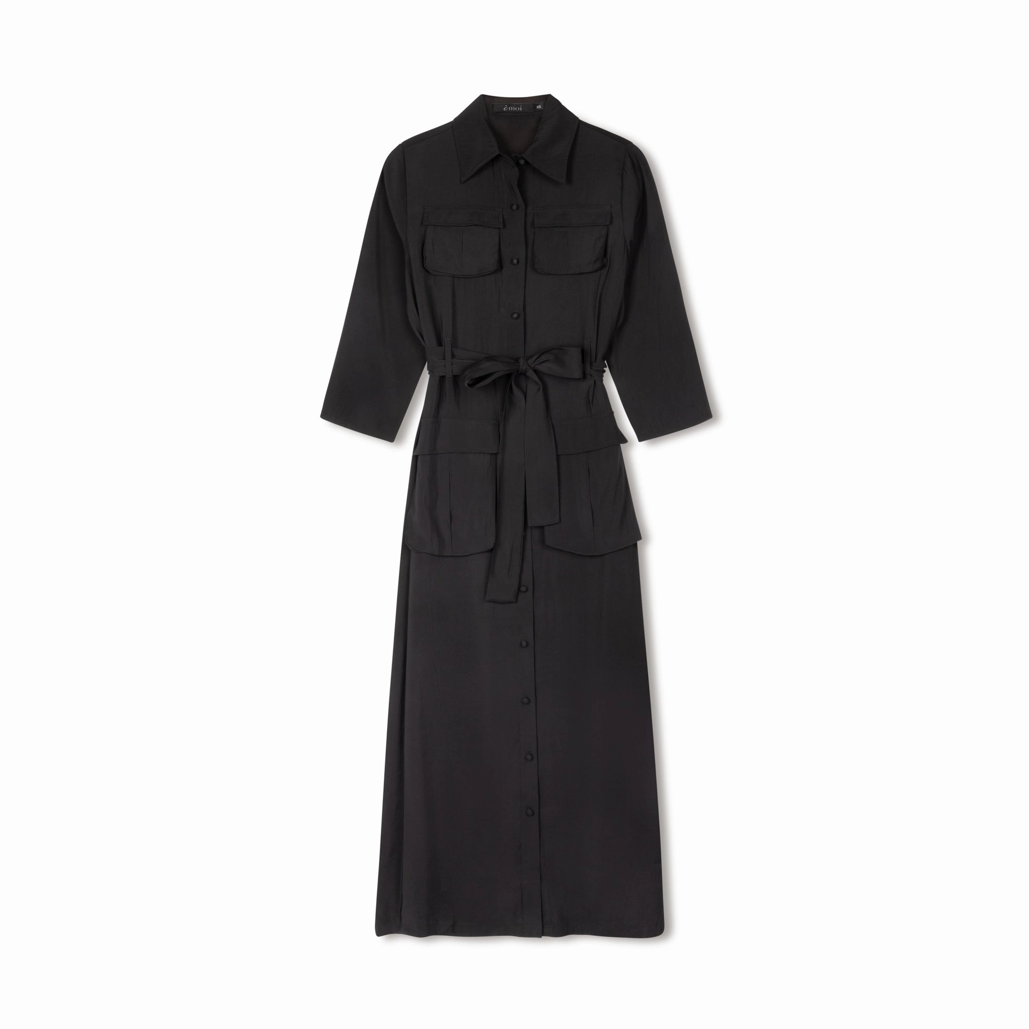 Belted Shirtdress | Black [Final Sale] Peach Tone Bold Color