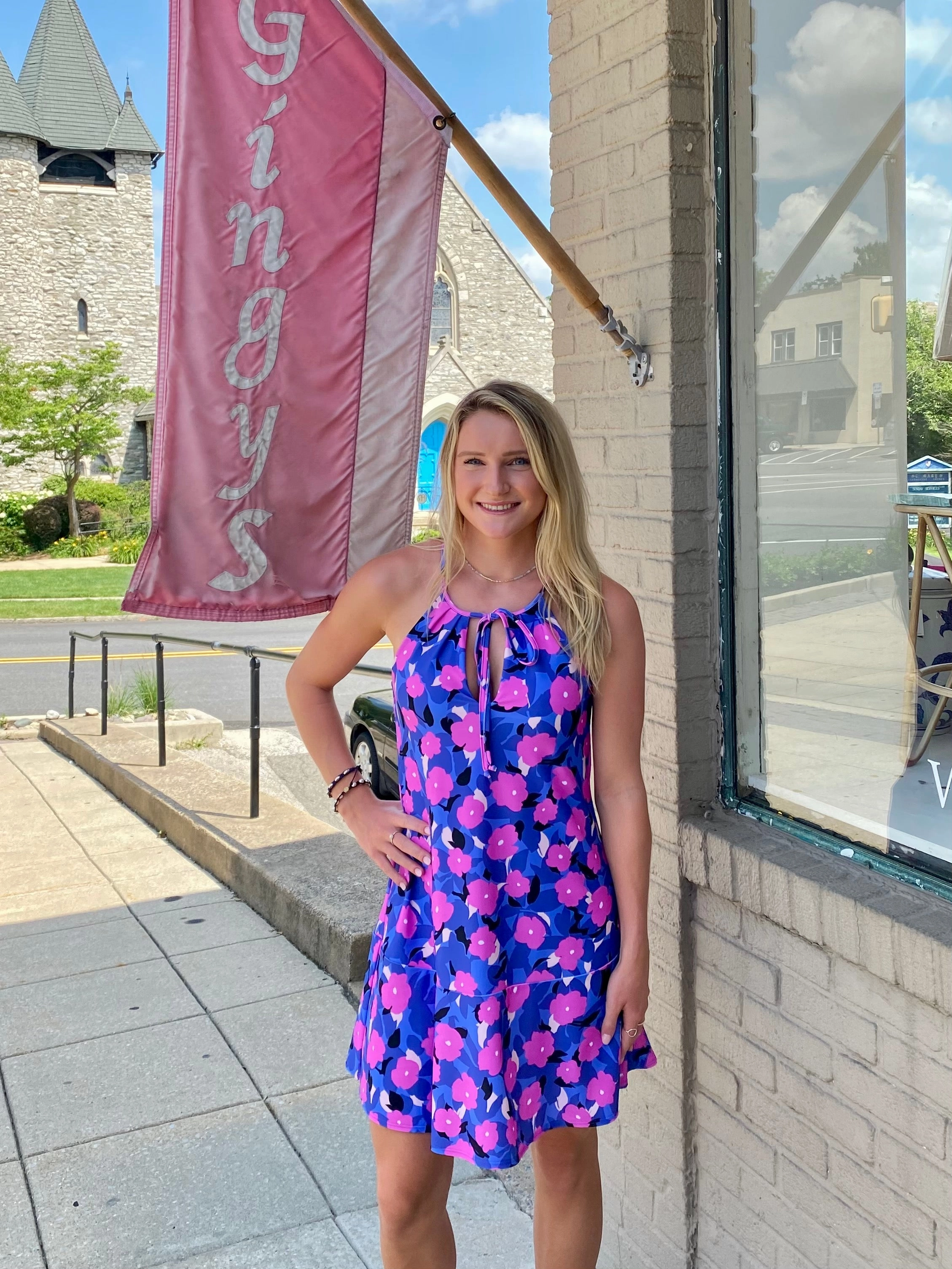 Cape May Dress Impatiens Built-In-Slip Sleeveless Cut