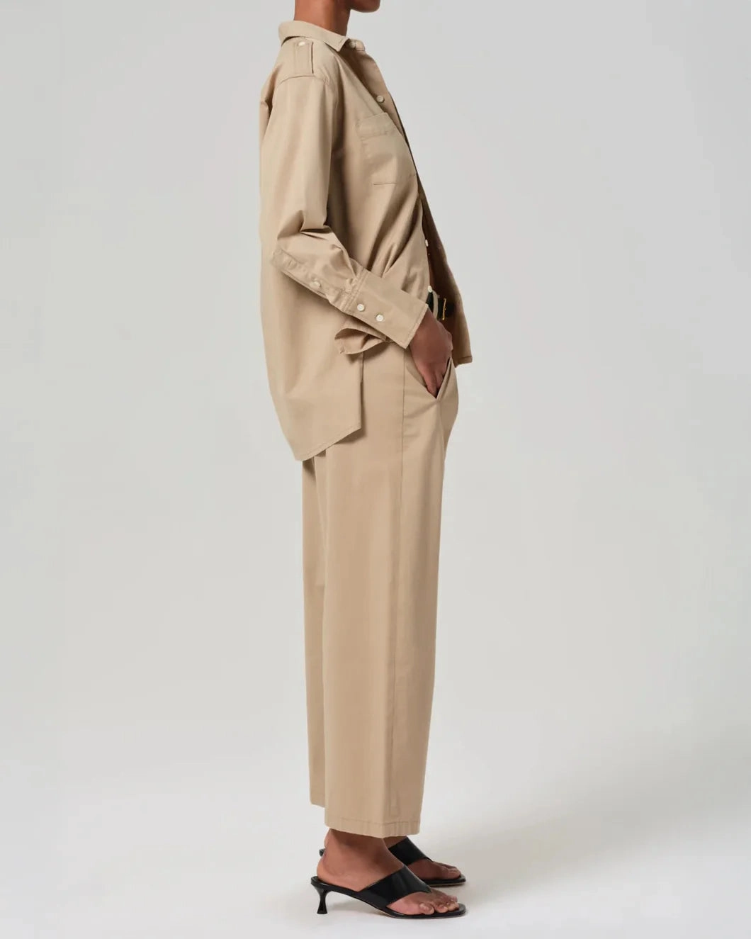 Cara Cropped Pleated Trouser in Catalina SecureZipperClosures RipstopFabric