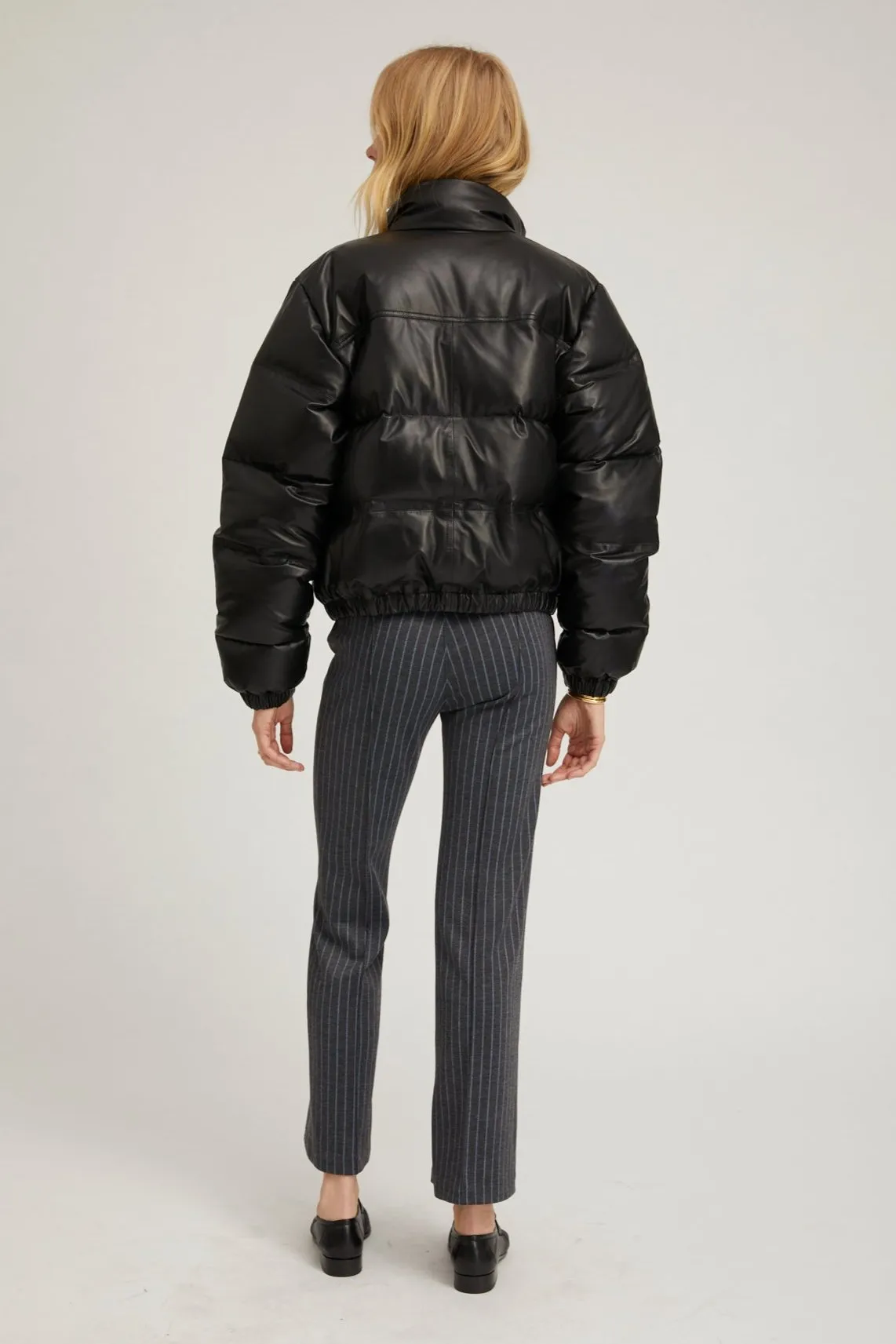 Trendy Must Have Black Leather Puffer