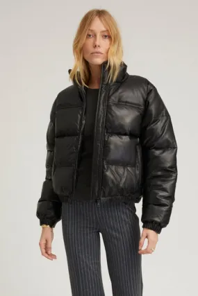 Black Leather Puffer Simple Fit