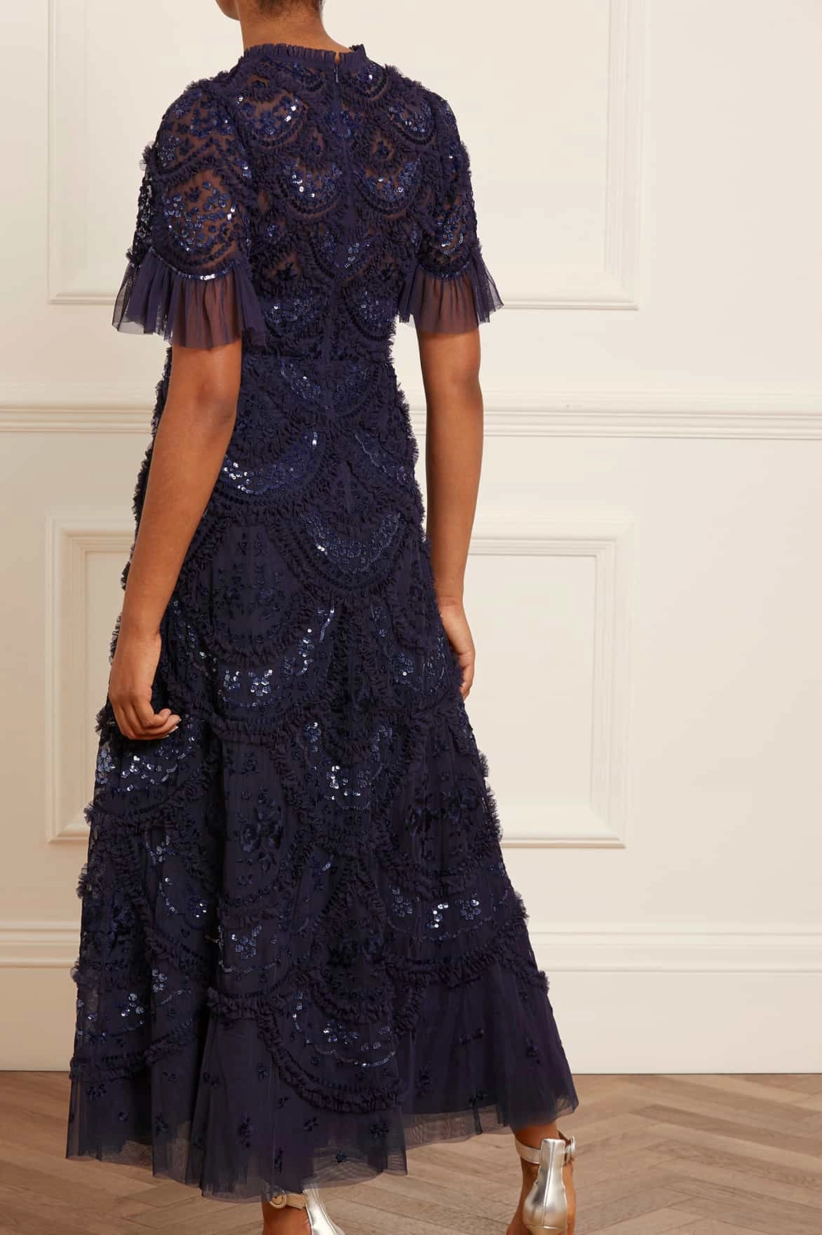 Carmen Ruffle Ankle Gown Geometric-pattern