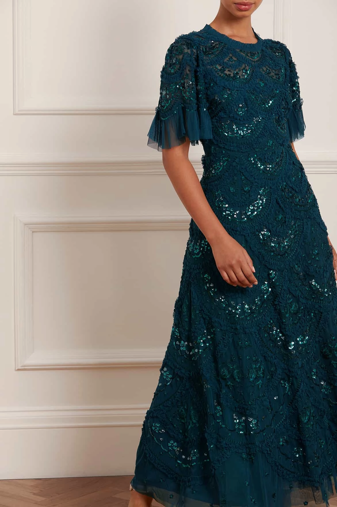 Carmen Ruffle Ankle Gown Layered Look Tailored Comfort