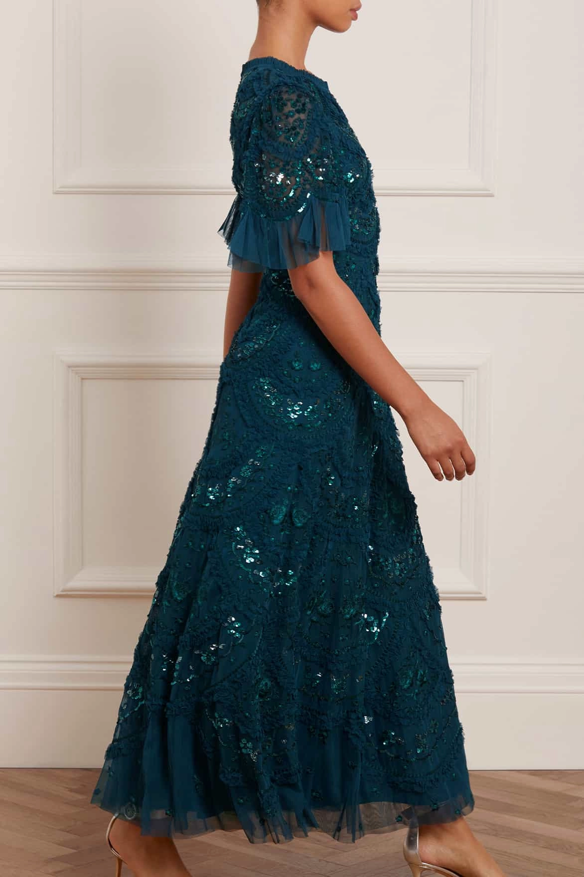 Carmen Ruffle Ankle Gown Evening Event Work Flex