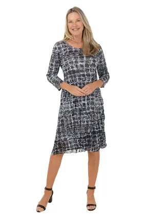 Cobblestones Layered Hem Crinkle Dress Mom Chic Versatile Style Wear