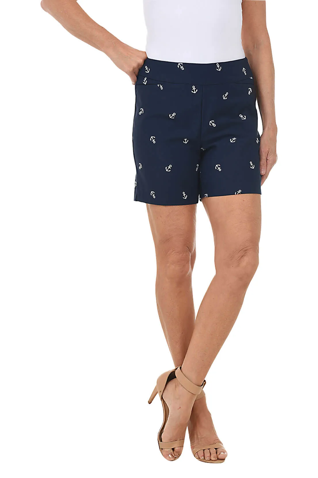 Embroidered Anchors Pull-On Stretch Short TemperatureRegulating Breathable Performance