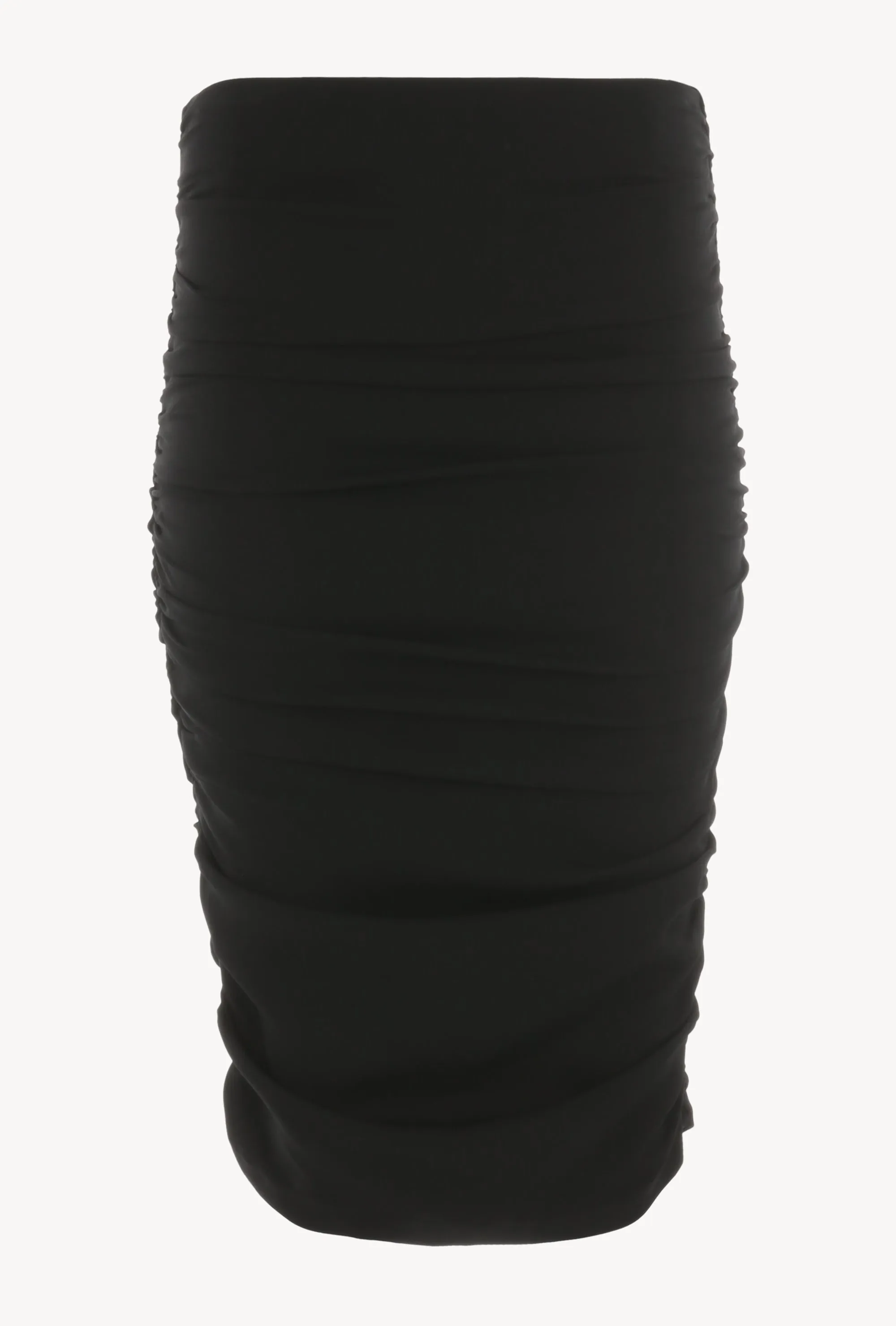 Black Crepe Shirred Pencil Skirt Curvy Fit