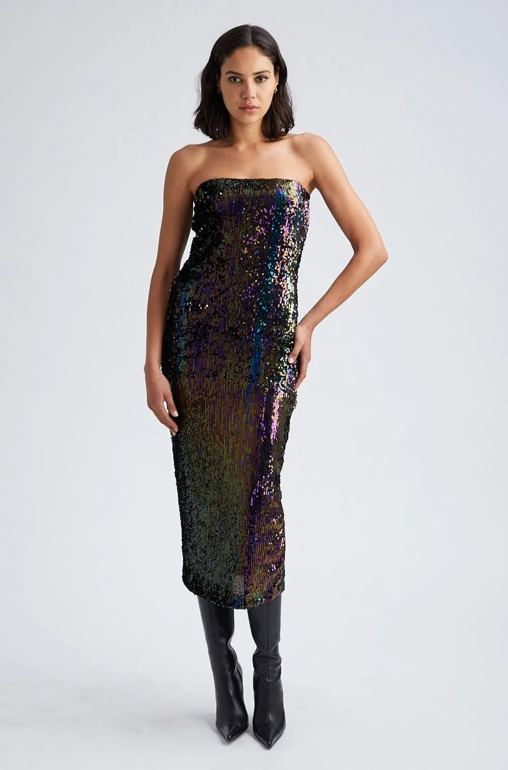 Multi Color Sequin Tube Dress Wave Soft