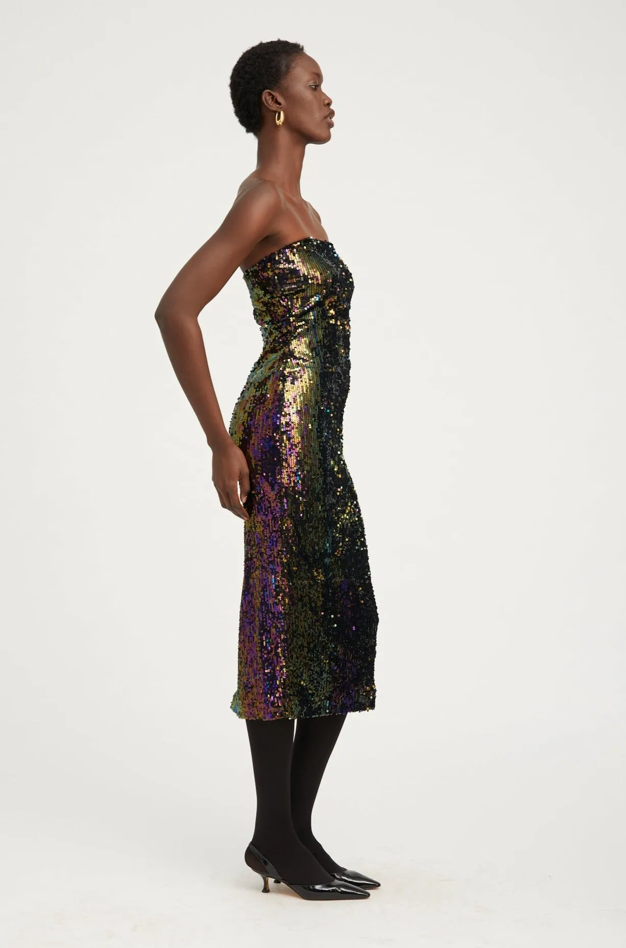 Noble Glow Anti-Static-Finish Multi Color Sequin Tube Dress
