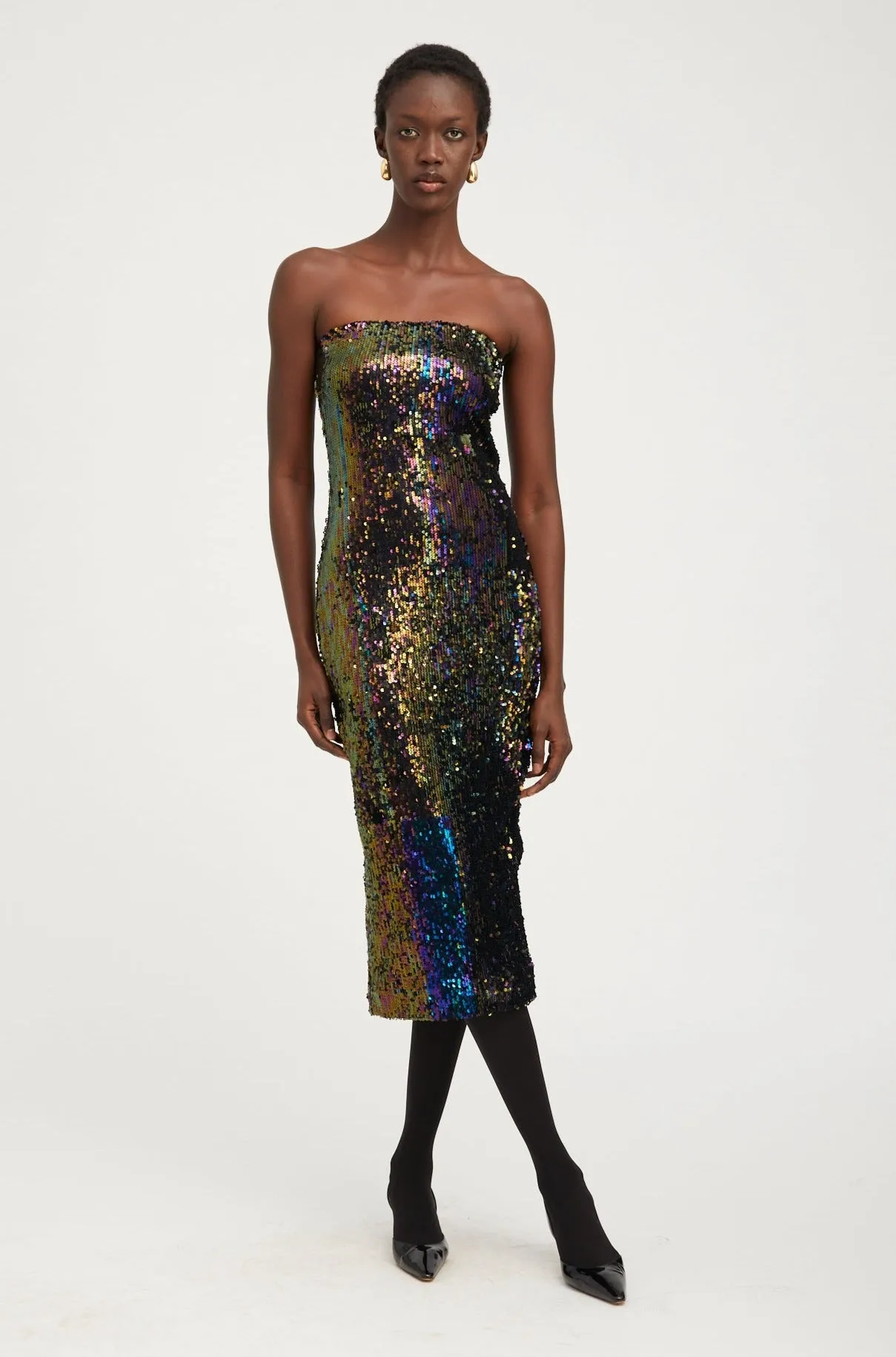 Multi Color Sequin Tube Dress Flattering Look Fit
