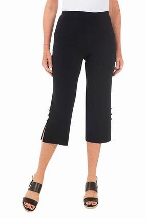 Anti Pilling Treatment Comfy All-Day Wide Leg Triple Button Capri Pant