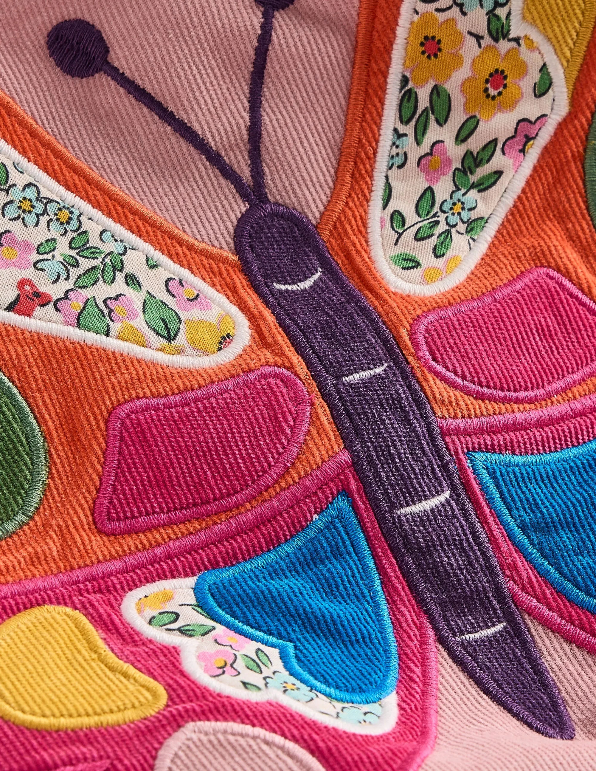 Light Shape Snag-Resistant Cord Appliqu Pinafore Dress-Formica Pink Butterfly