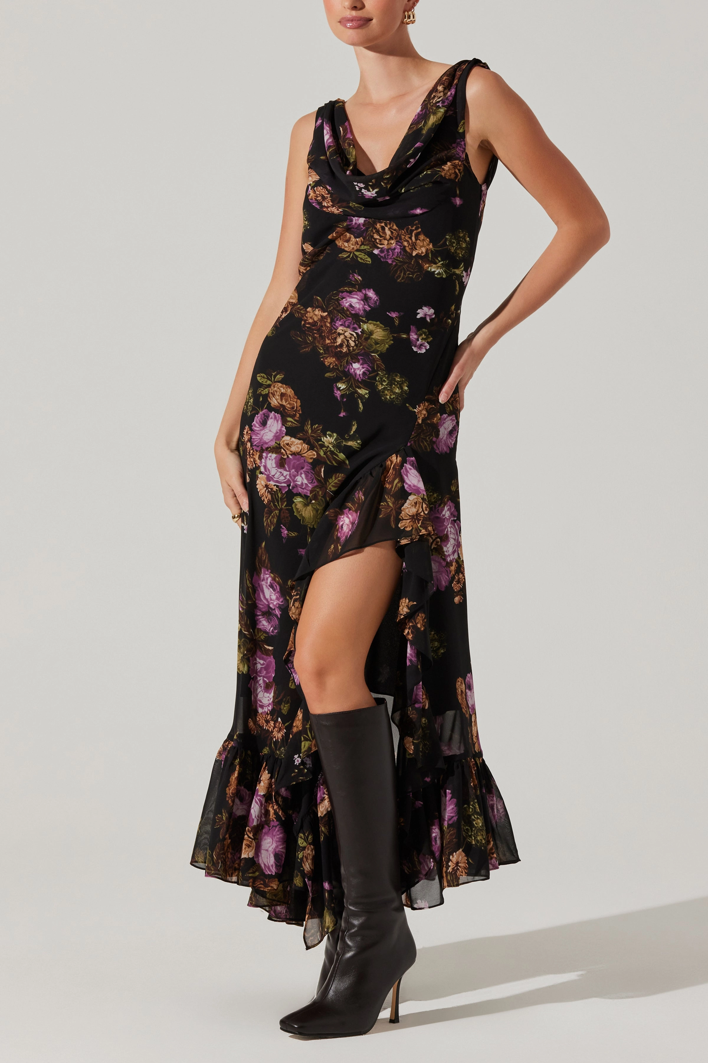 Cecilia Dress Black purple floral All Inclusive