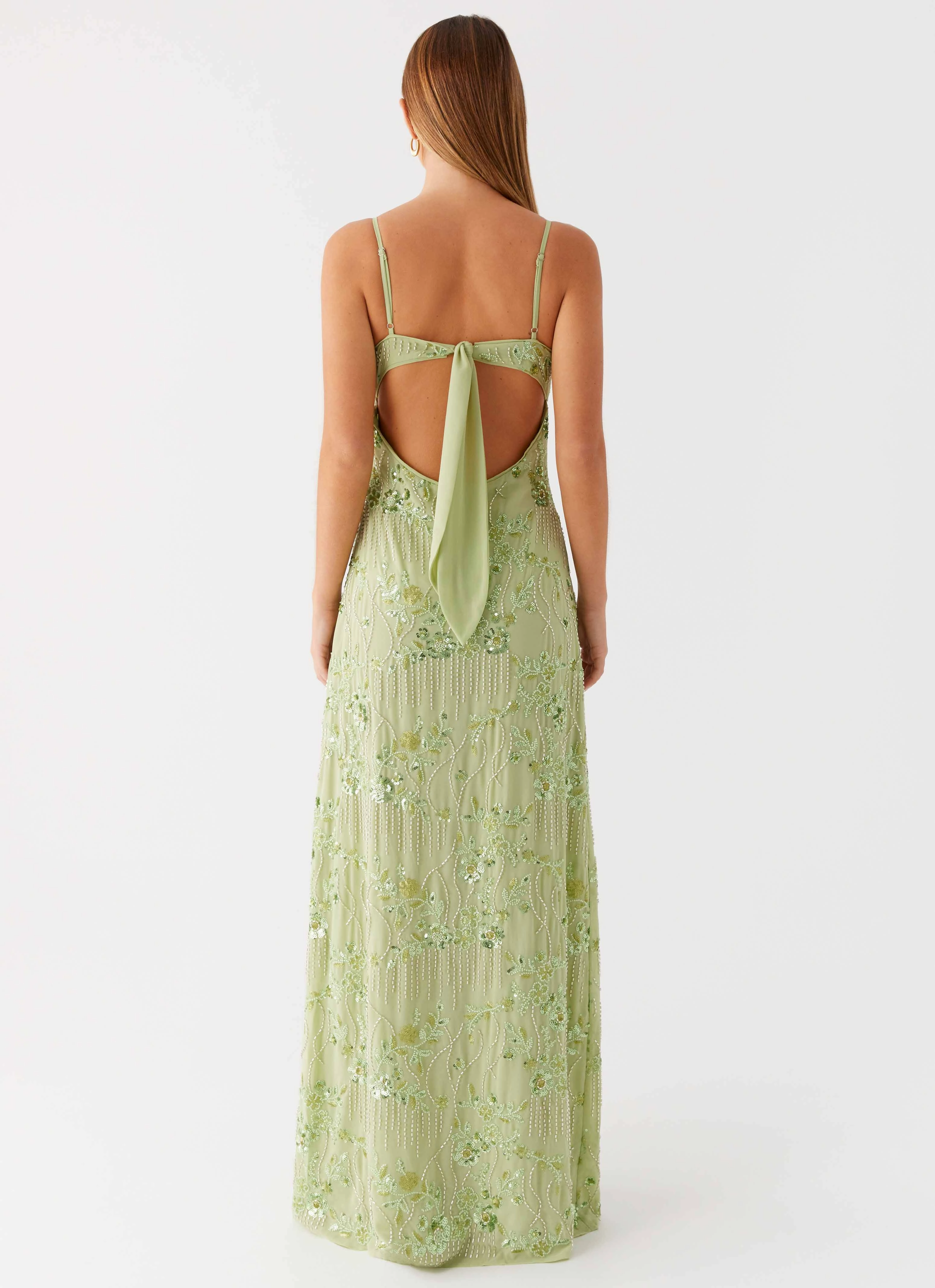 Celandine Beaded Maxi Dress - Lime