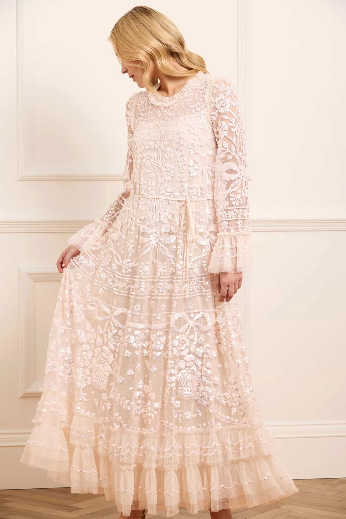 Ceremony Ready Cozy Energy Celia Long Sleeve Ankle Gown