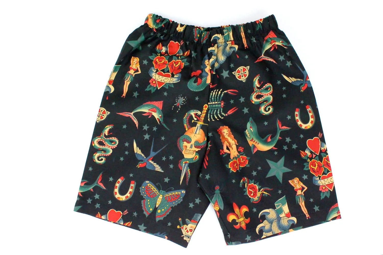 All Purpose Utility Fit Boy's Rockabilly Tattoo Shorts# BS-T22