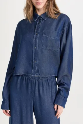 AbrasionResistant Finish Chambray Cropped Button Down