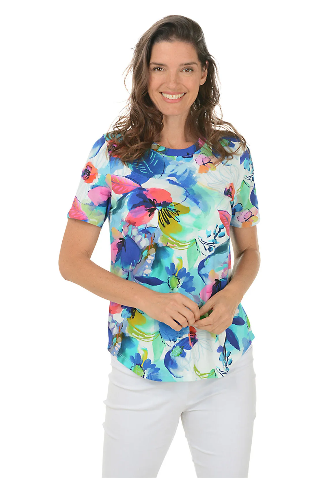 PlushLining DropShoulderConstruction Charlotte Crewneck Curved Hem Tee