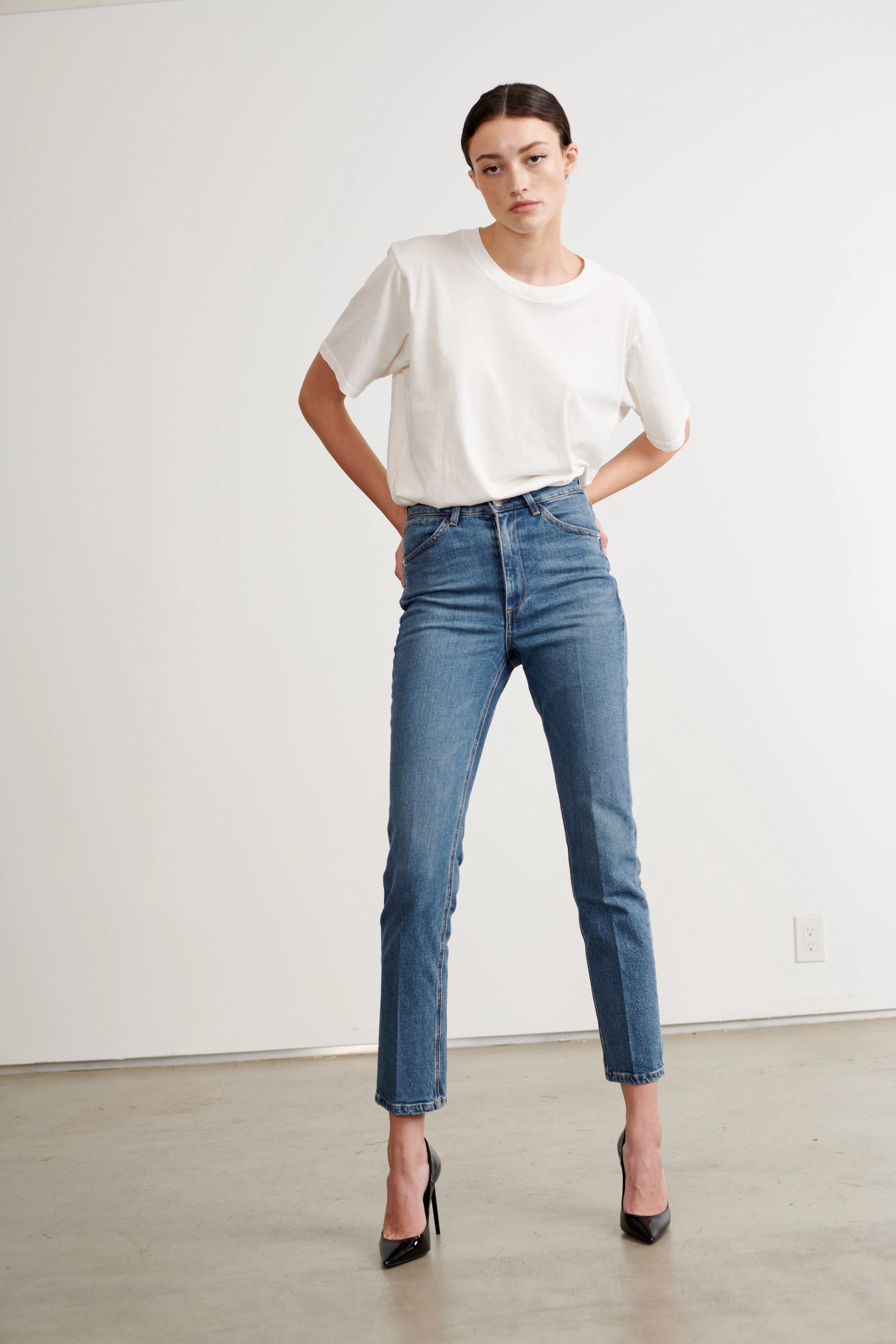 Charlotte Skinny Straight Leg Denim RibbedHemline