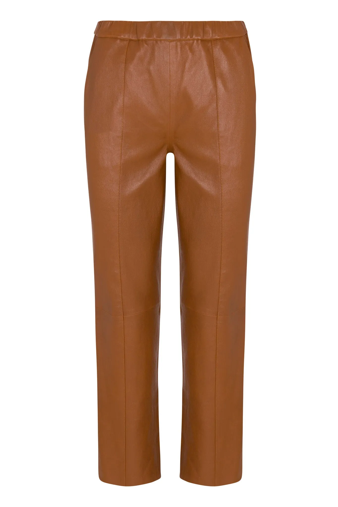 Flexible Look Utility Pockets Chestnut Leather Sophia Pintuck Joggers
