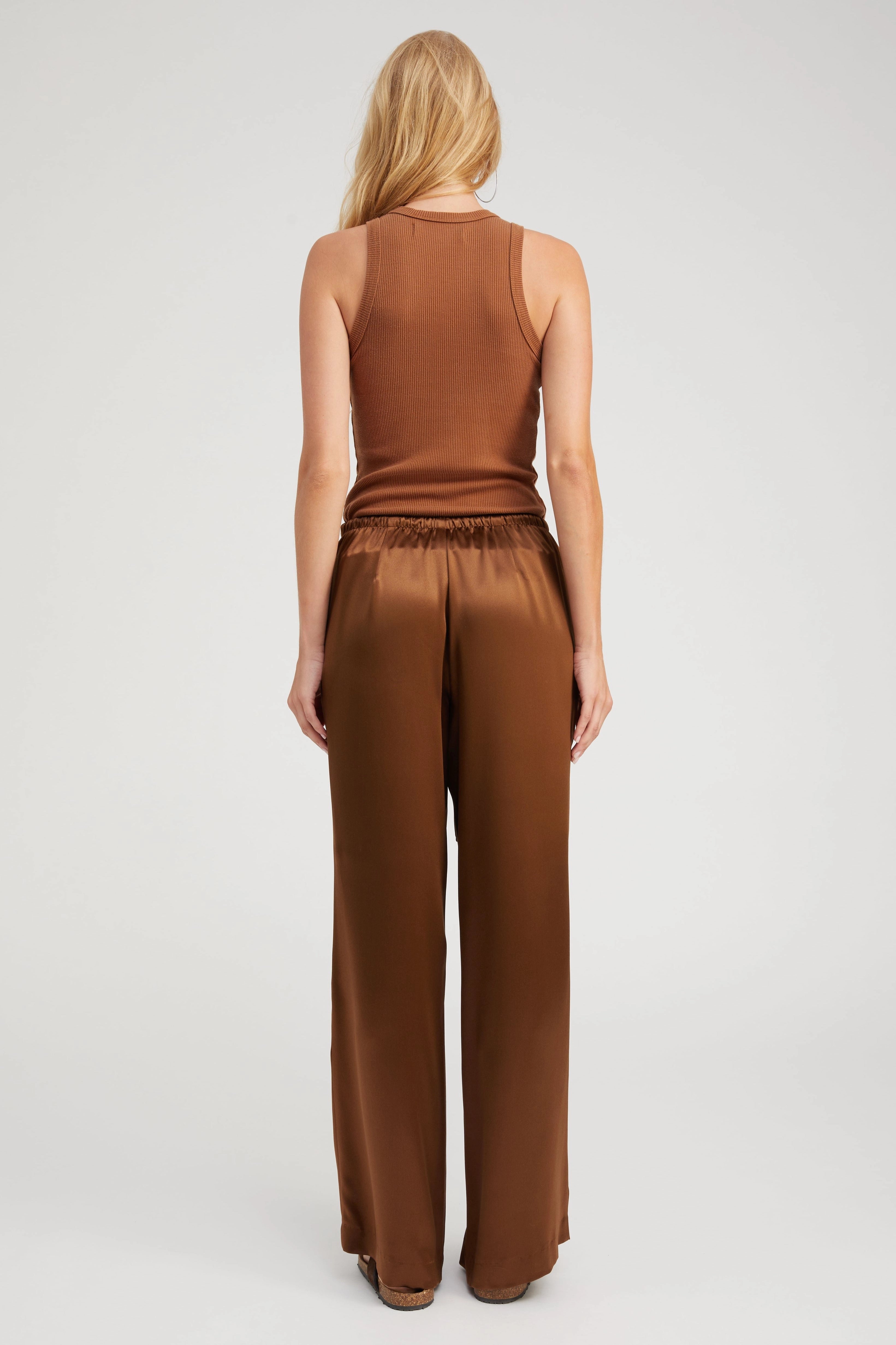 EcoFriendly Dye Process Chestnut Rib Racer Tank