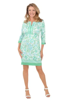 Flowering Vine Notch Neck Dress All Time Natural Tones