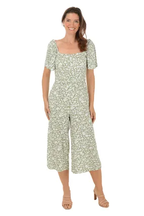 Olive Floral Square Neck Jumpsuit Perfectly Crafted