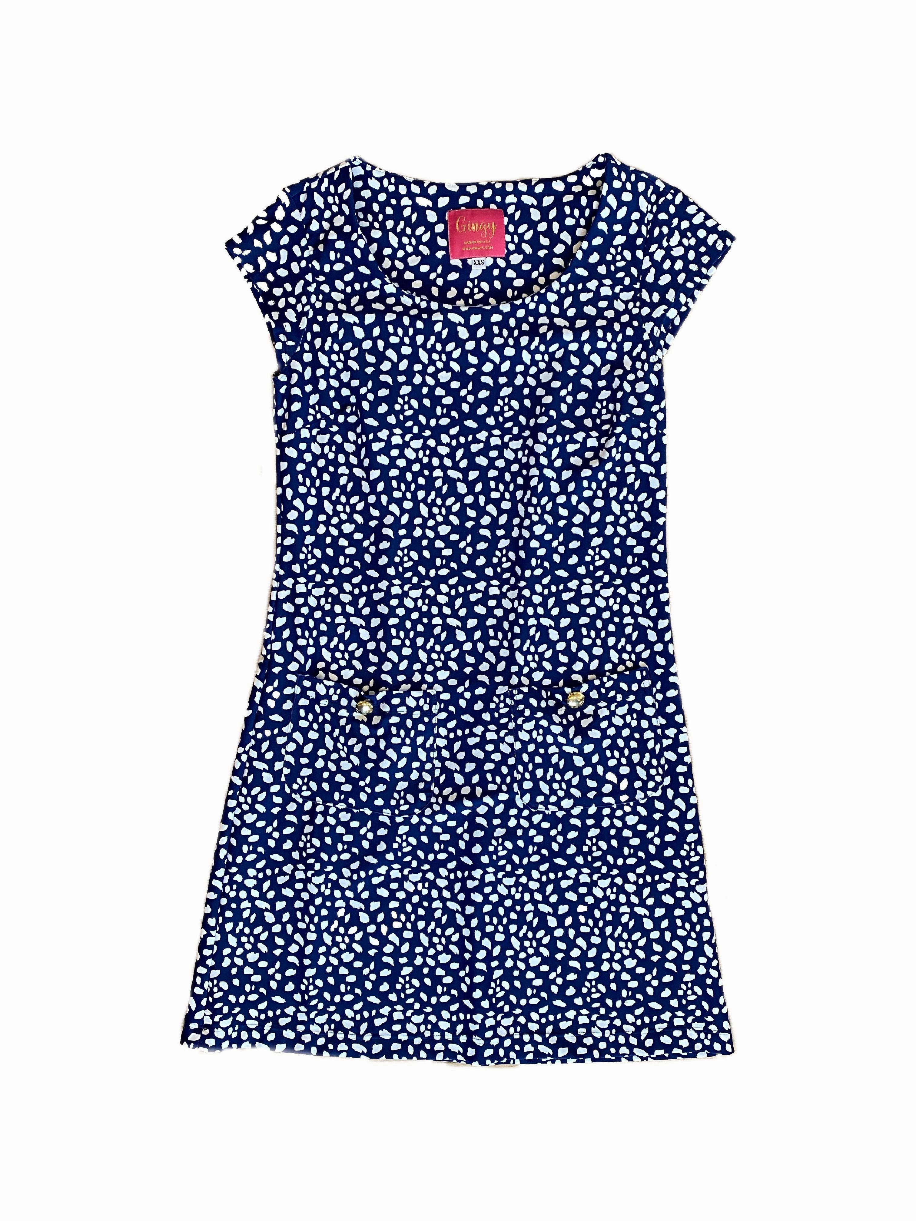 Charleston Cap Sleeve Dress Small Diana's Dot Navy Fashionable Fit