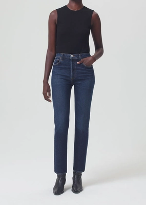 Luxury Student Outfit Clean Shape Riley Long High Rise Straight in Divided