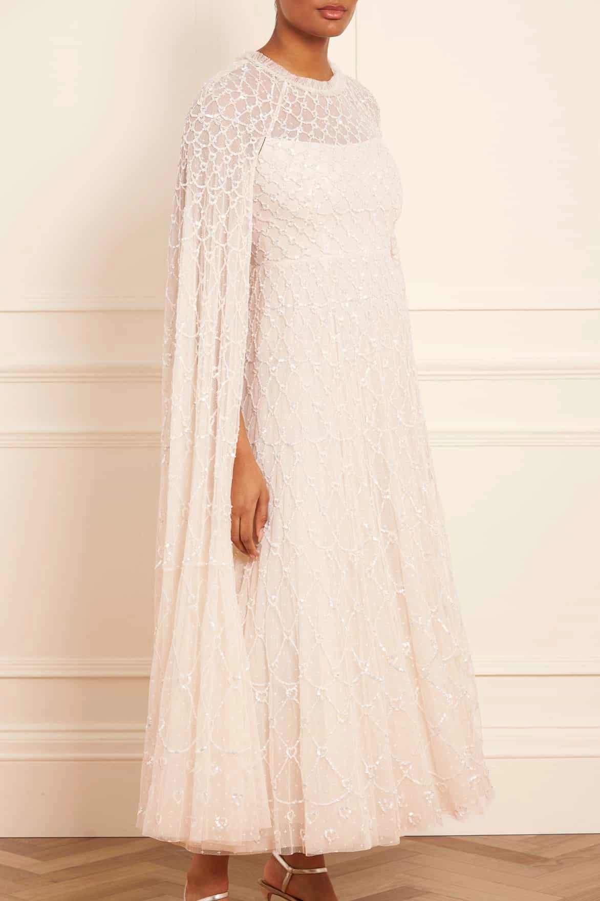 Heart Lattice Ankle Gown Polished look dress Soft cotton blend dress