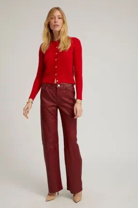 Cherry Leather Carpenter Pants Wrinkle Resistant