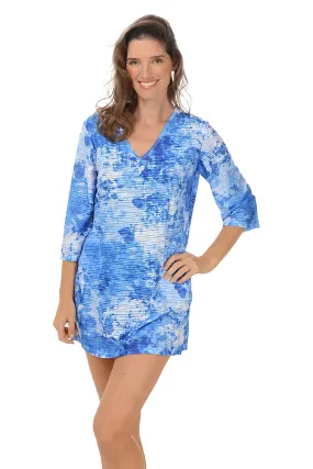 Wrinkle Free Texture Odor Control Finish Cielo V-Neck Tunic Cover-Up