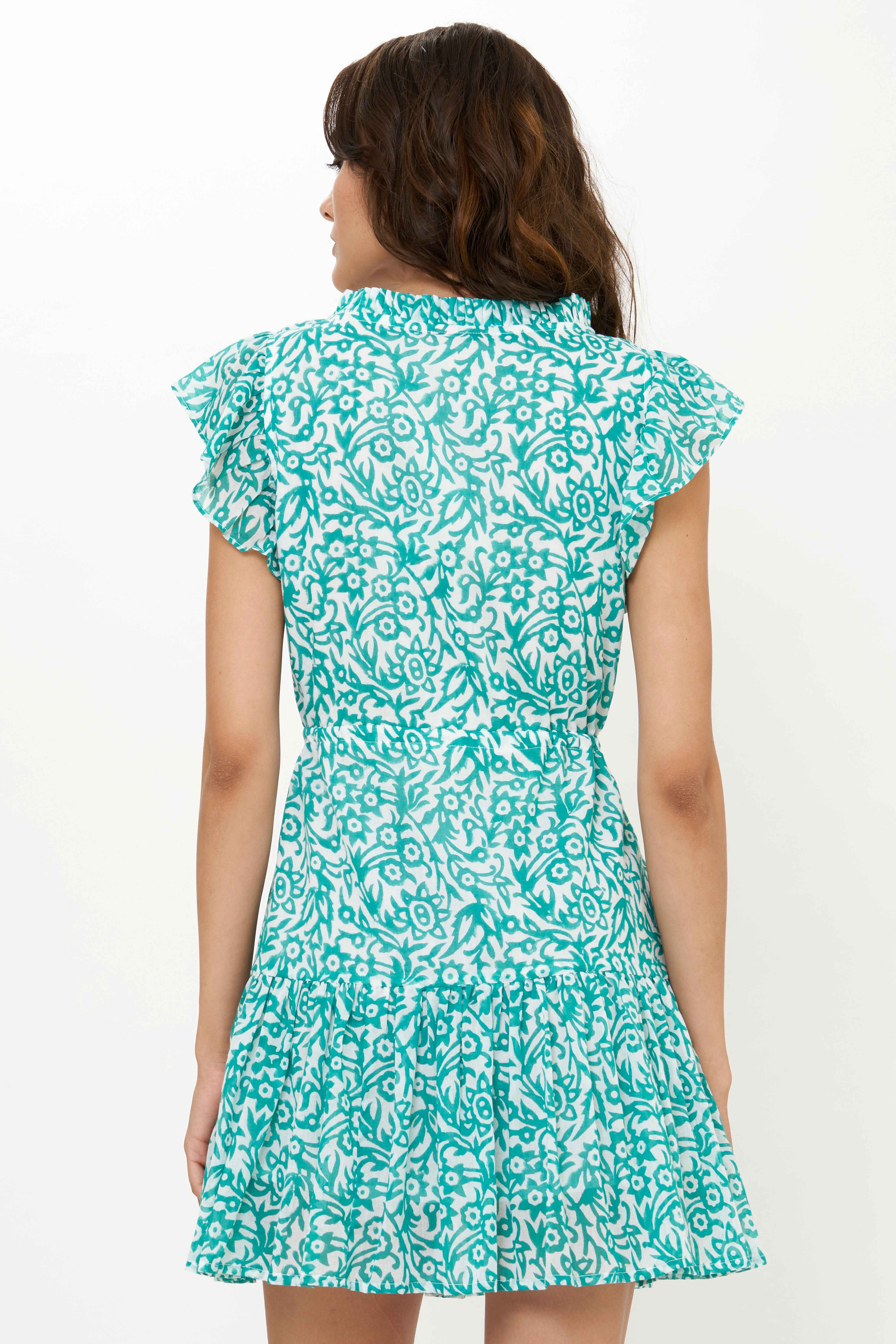 Cinched Flirty Short Cypress Jade Comfortable fit-and-flare dress Evening Chic