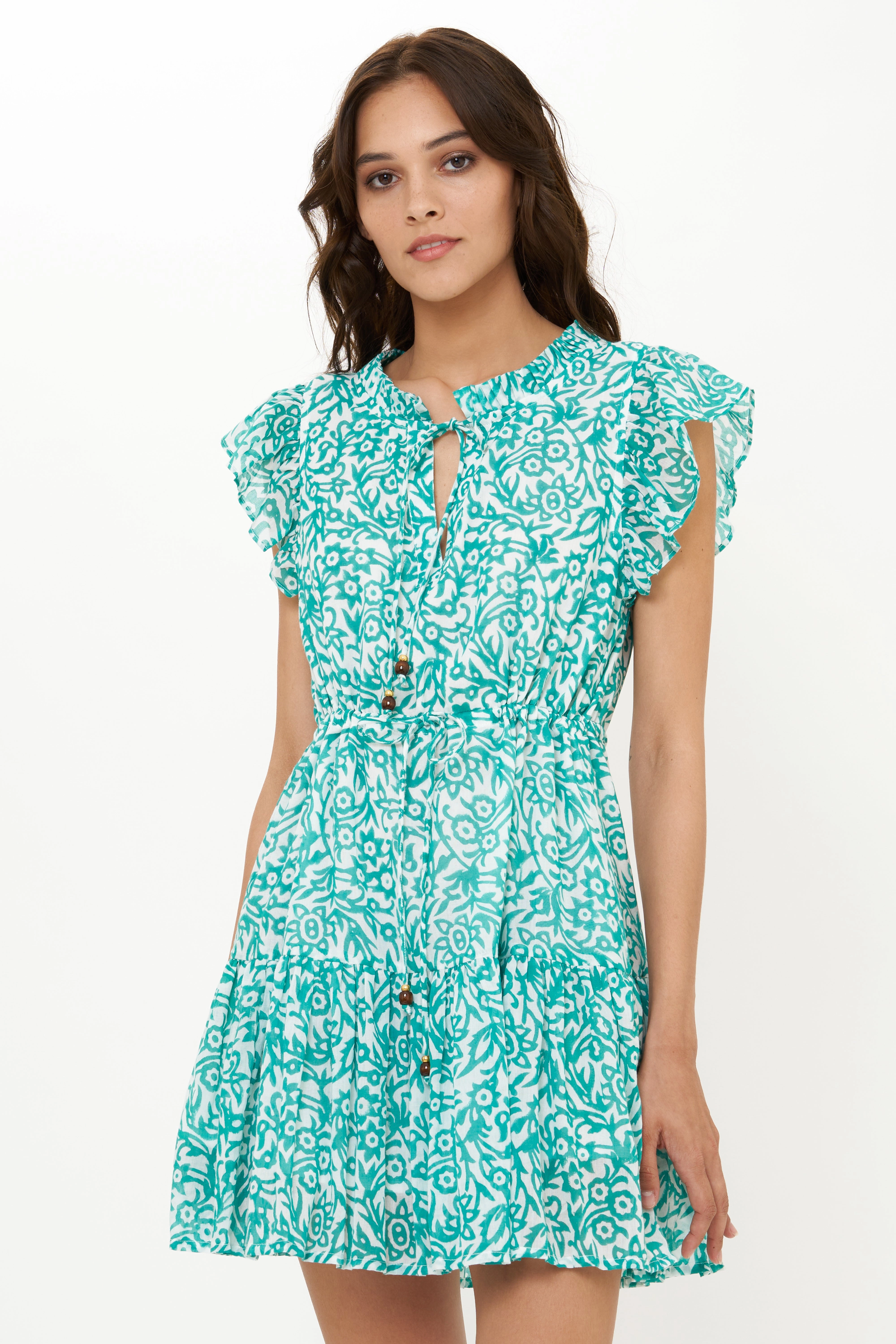 Cozy Tones Cinched Flirty Short Cypress Jade