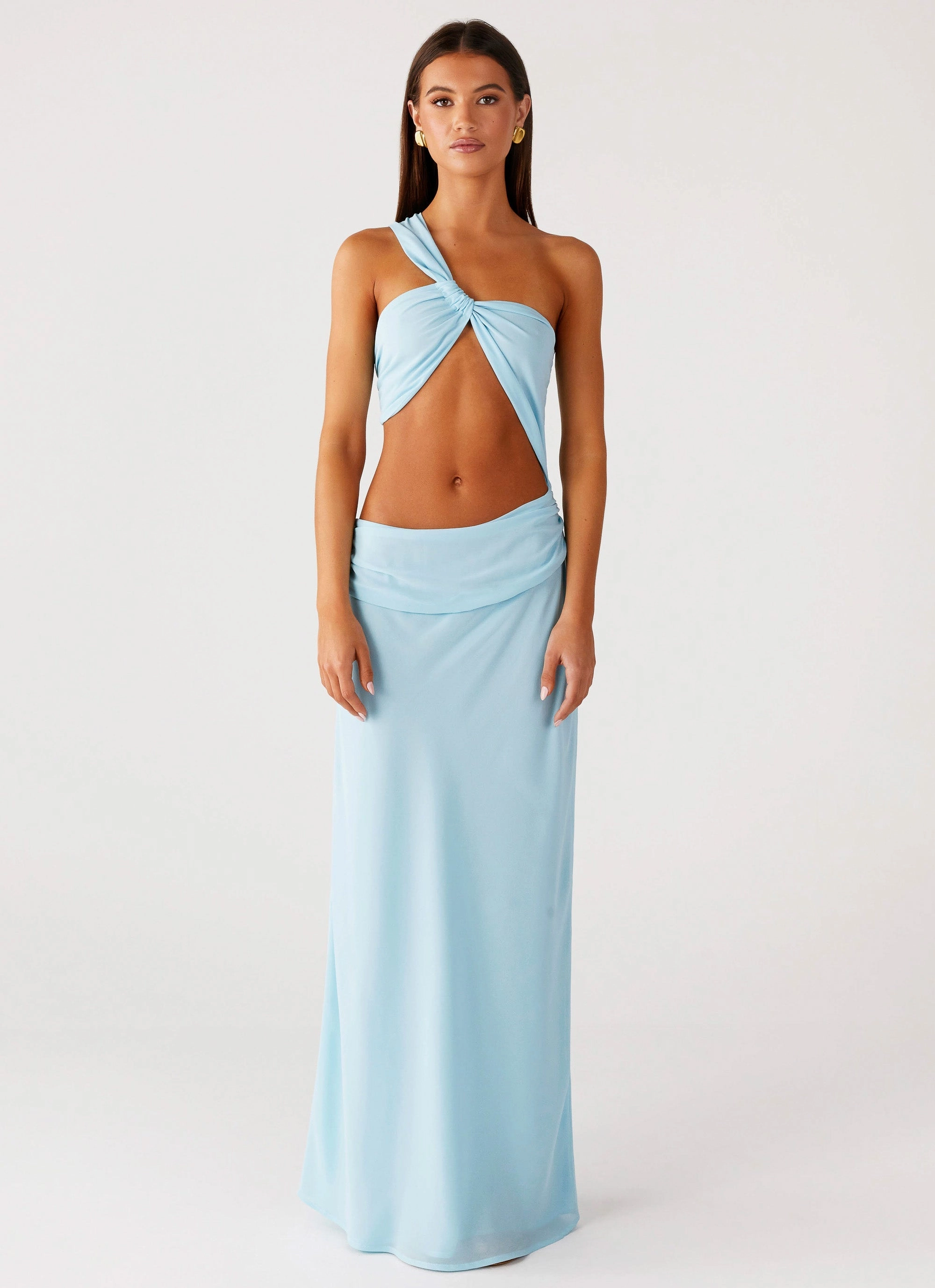 Cindelle One Shoulder Maxi Dress - Turquoise