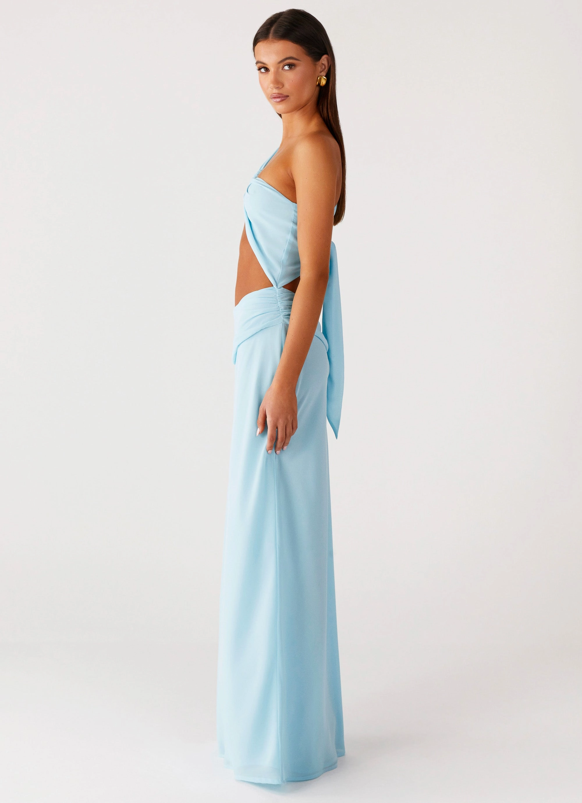 Cindelle One Shoulder Maxi Dress - Turquoise