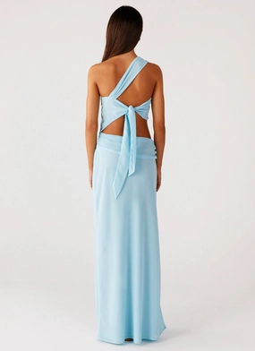 Cindelle One Shoulder Maxi Dress - Turquoise