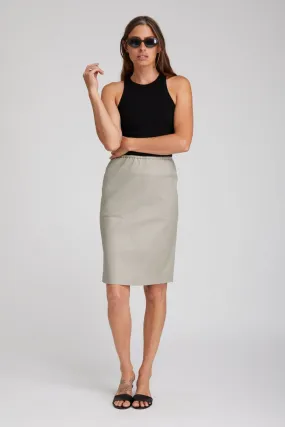 Influencer Style Elegant Feel Stone Leather Midi Slip Skirt