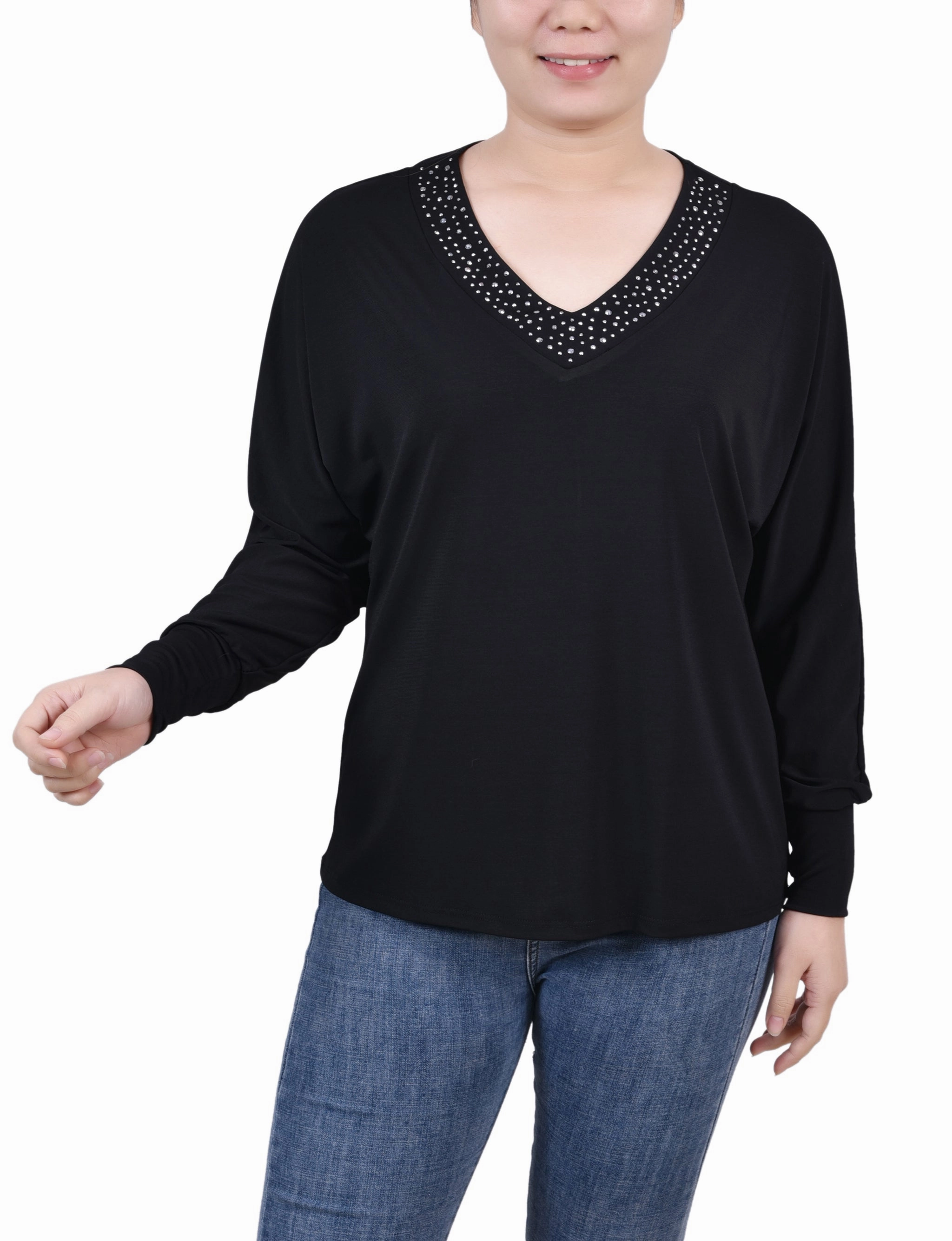 QuickRelease Closures MultiPanelBreathability Long Sleeve Studded Top