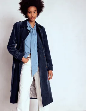 Cheltenham Cord Trench Coat-Navy Classic Casual Look