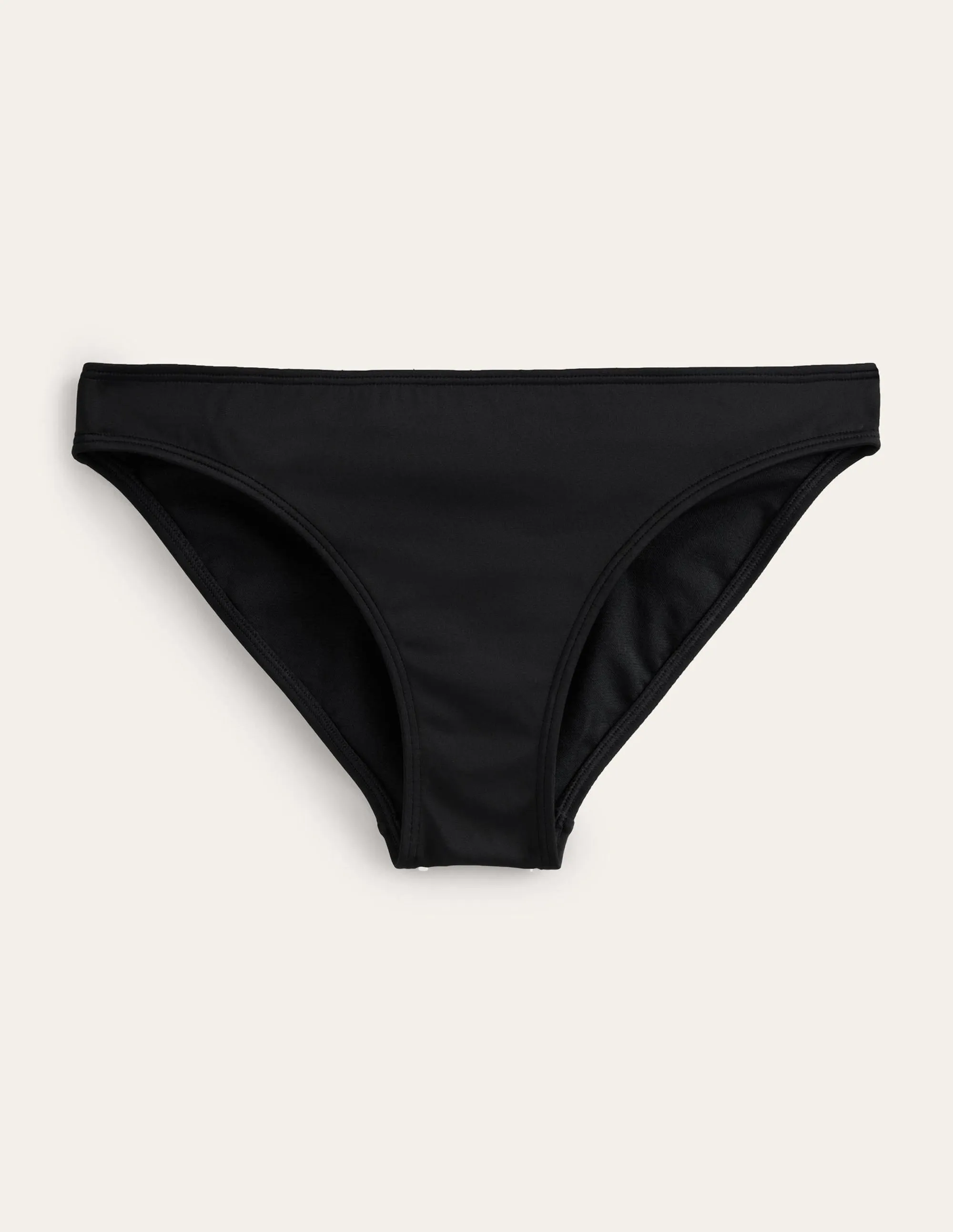 Classic Bikini Bottoms-Black Bonded Edge Detailing Padded-Cups