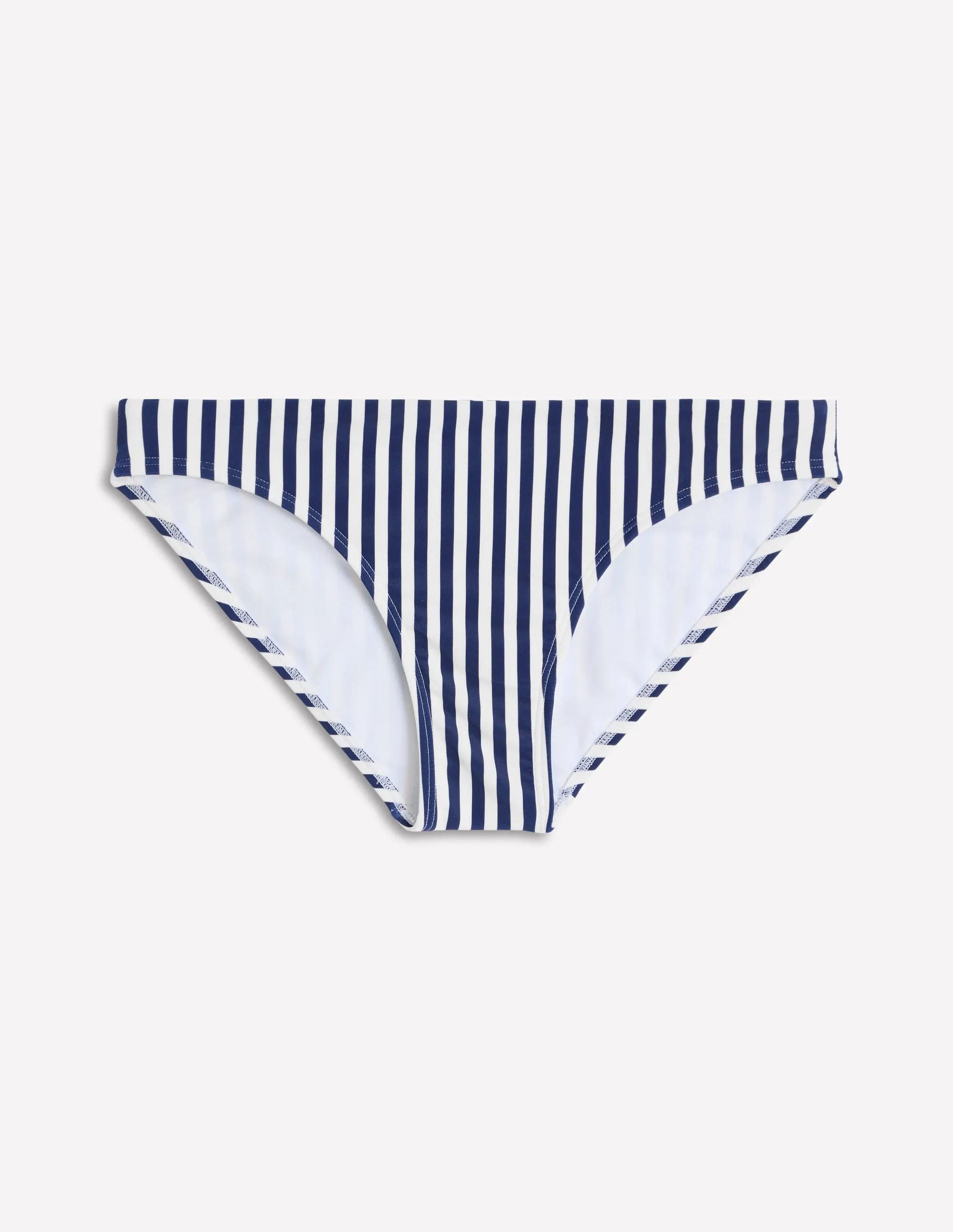 Classic Bikini Bottoms-Fine Navy, Ivory Stripe Beach Ready Bonded Seam Technology