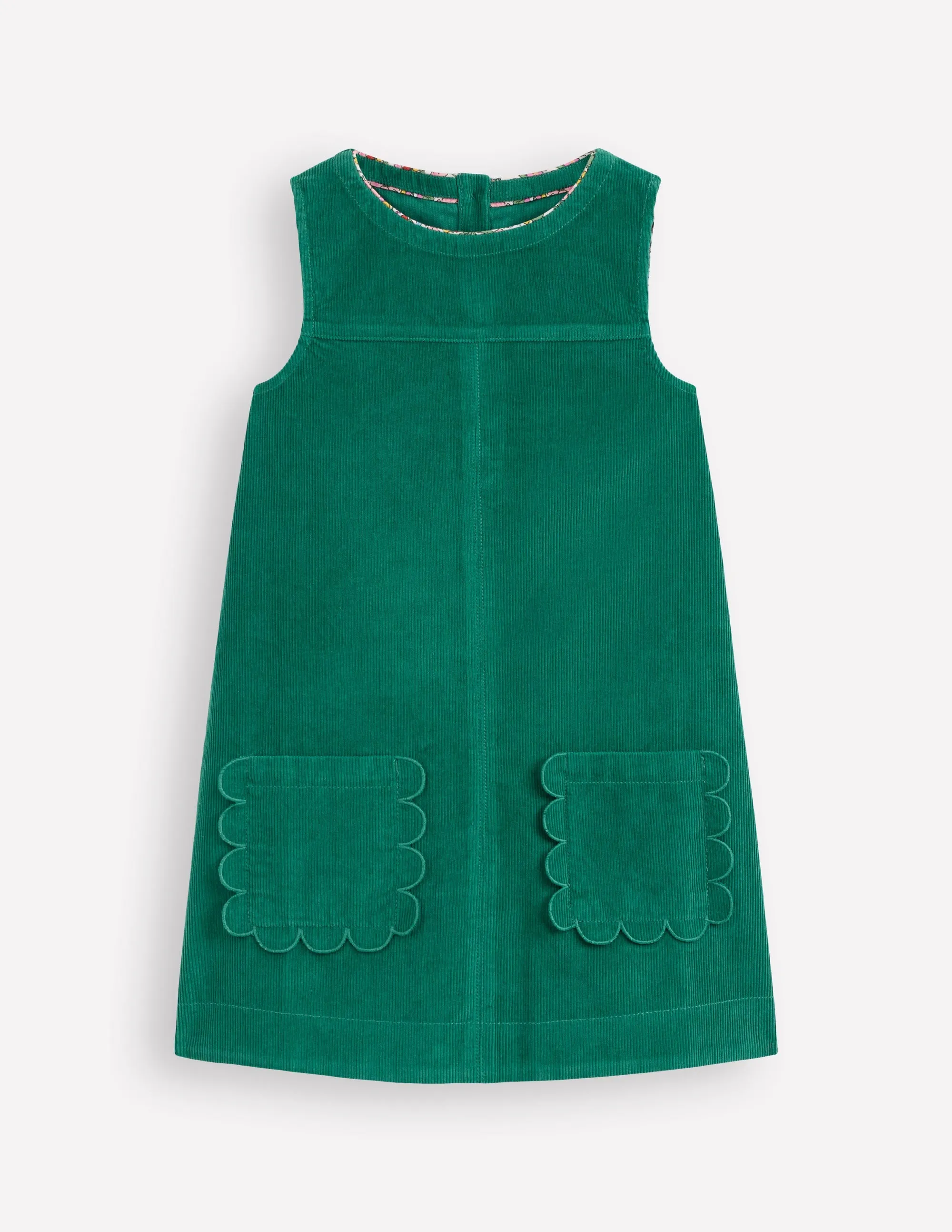 Saffy Cord Pinafore Dress-Jewel Green Flow Line
