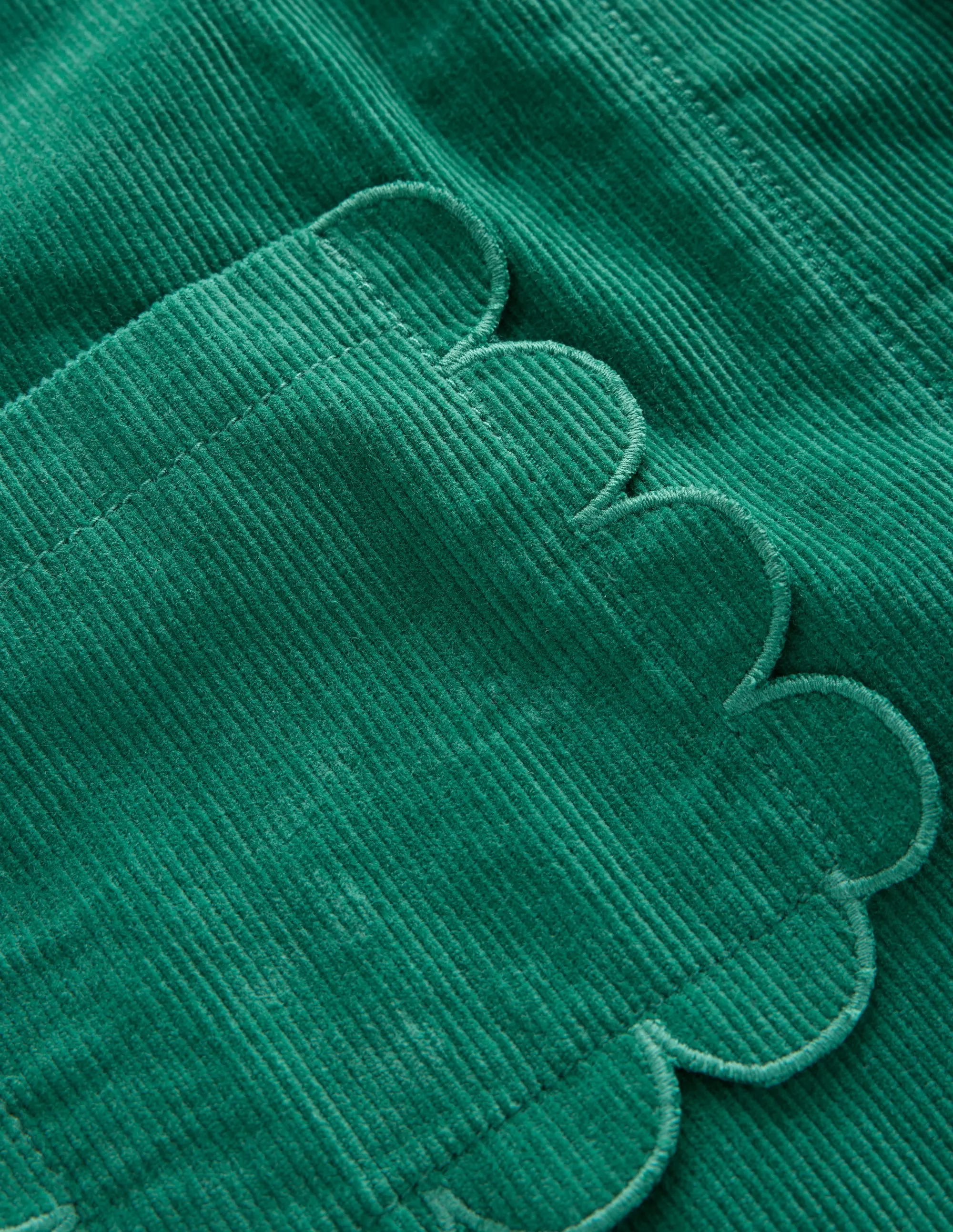Saffy Cord Pinafore Dress-Jewel Green Stud-Detail